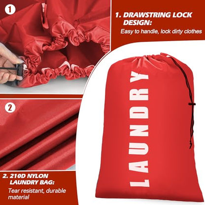 Isink Laundry Bag, 2 Pack Travel Laundry Bags for Dirty Clothes, Large Laundry Bags for Camping & Traveling, Dirty Clothes Travel Bag, 24" x 36" (Black + Red) - color: Laundry Bags (Black + Red)
