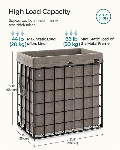 SONGMICS Laundry Hamper, Collapsible, 29 Gal. (110L) - color: Black + Camel Brown, size: 110 L