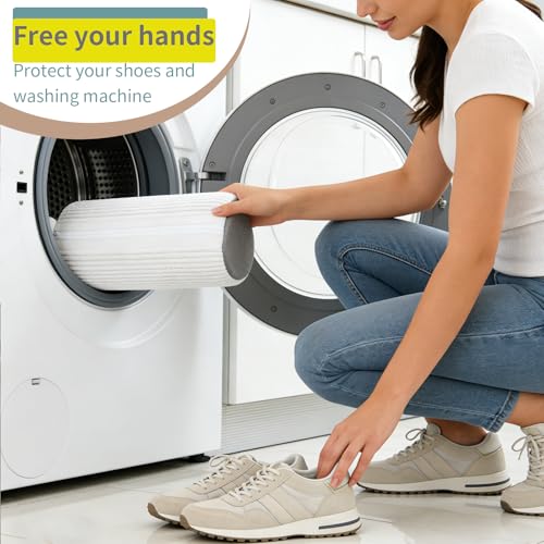 Shoe Washing Machine Bag Laundry Shoe Bag for Washer and Dryer Reusable 2pc Shoe Cleaning Bags for Sneakers 360 Deep Cleaning for All Shoes Types with Invisible Zipper - color: White