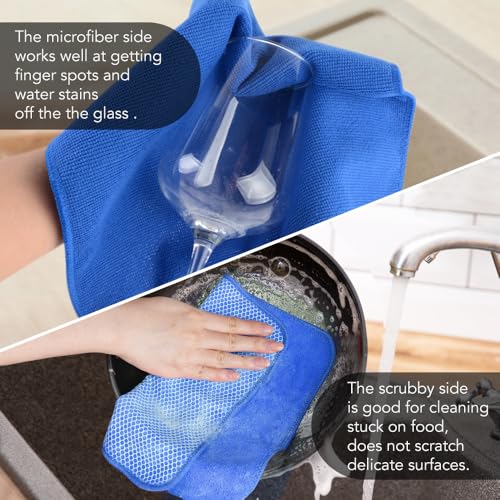 KinHwa Dish Cloths for Washing Dishes with Scrub Side, Microfiber Dish Rags - color: Mixed Colors 2, size: 12inchx12inch