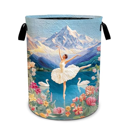 Ballet Print Laundry Basket Waterproof Laundry Hamper Foldable Laundry Bag with Handles for Bedroom, Bathroom, Office, Clothes Storage - color: Ballet Print