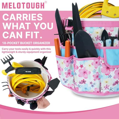 MELOTOUGH Bucket Caddy Organizer Bucket Tool Organizer for Garden Tools Fit 3.5 to 5 Gallon Bucket (Pink Flower) - color: Pink Flower