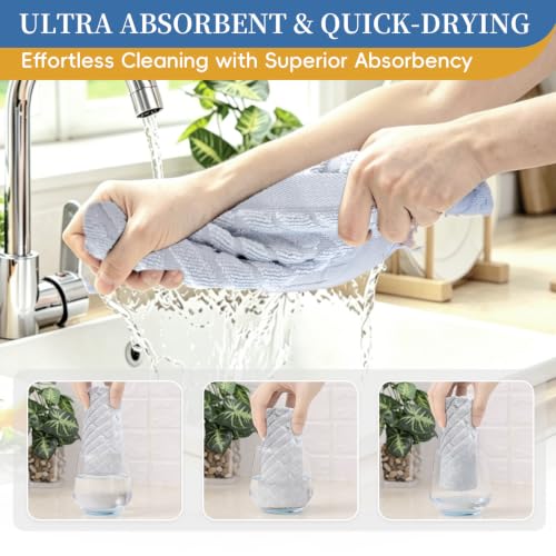 100% Cotton Kitchen Towels Set, 6 Pack Dish Cloths & Dish Towels - size: 13.5×13.5inches