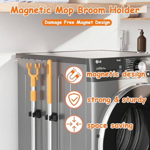 Strong Magnetic Mop Broom Holder, 4 Pack | Heavy Duty Magnetic Mop Hanger, For Refrigerators,Laundry Room Garage Kitchen Workshops - size: 4Pcs Magnetic Broom Holder