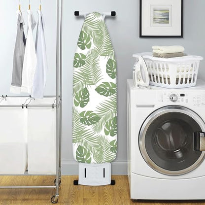 Extra Thick Ironing Board Cover and Pad, 15x54 Ironing Board Cover, Resist Scorching and Staining,Elastic Edges,Green Leaves Tropical Palm Leaf - color: Green Leaf