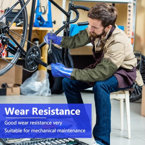 AUAUY 27" PVC Chemical Resistant Gloves, Long Rubber Gloves - color: Blue