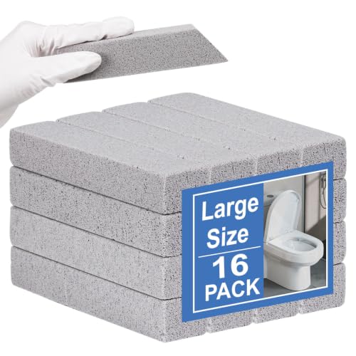 Herda 16 Pack Pumice Stone Toilet Bowl Cleaning, Powerfully Pumice Stick for Toilet Cleaning Hard Water Rings, Calcium Buildup, Rust, Pumice Stone for Cleaning Stove, Tub, Grill, Swimming Pool, Sink - size: 16Pack with Glove
