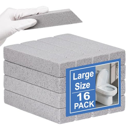 Herda 16 Pack Pumice Stone Toilet Bowl Cleaning, Powerfully Pumice Stick for Toilet Cleaning Hard Water Rings, Calcium Buildup, Rust, Pumice Stone for Cleaning Stove, Tub, Grill, Swimming Pool, Sink - size: 16Pack with Glove
