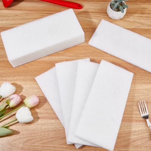 CREATCABIN 10Pcs White Scrubbing Pad Non Scratch Scouring Pads 4 x 10 Inch Non Woven Scouring Sponge Light-Duty Multipurpose Abrasive Multi Surface Scrubber for Cleaning Polishing Kitchen Workshop - size: 24.5 x 11 cm