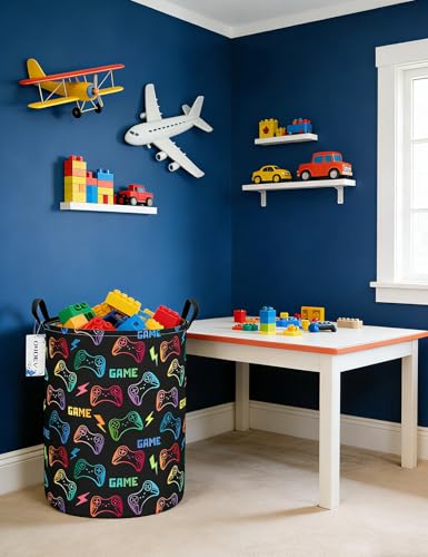 Round Collapsible Game Controller Laundry Hamper for Adults and Kids - color: Round GAME