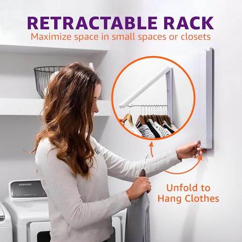 InstaHanger Wall Mounted Clothes Drying Rack - Collapsible, 60lb Capacity - size: 1 Pack Original