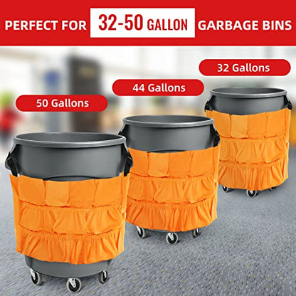 Trash Can Caddy Bag 12 Pocket Garbage Can Organizer, Yellow Commercial Cleaning Caddy Fits 32-55 Gallon Bins | Perfect for Janitorial Duties & Maid Services
