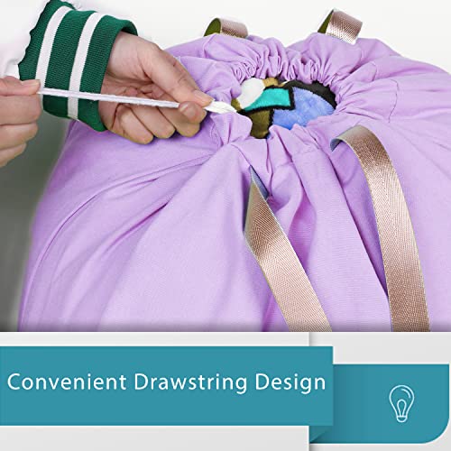 LOLOMLO Extra Large Canvas Laundry Bags with Handles & Drawstring Closure, Heavy Duty Tears Resistant Clothes Storage Travel Bags,25.5"x34",Purple - color: Purple
