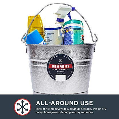 Behrens 1214GS Galvanized Steel Utility Pail, 14-Quart, Gray - size: 14 quarts, style: Hot Dipped