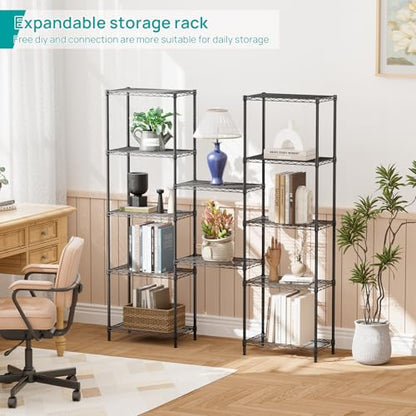 SINGAYE 6 Metal Shelves Wire Shelving Storage Shelf Adjustable Unit Pantry - color: Black, size: 6 Tier 12"Dx22"Wx69.5"H