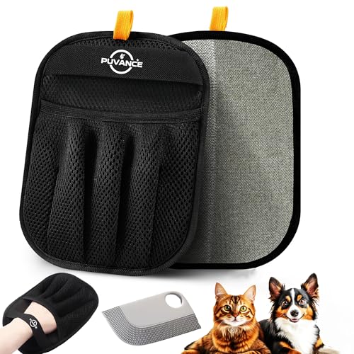 Pet Hair Removal Glove for Cats & Dogs – 2-in-1 Electrostatic 5-Finger Fur & Lint Remover with TPR Scraper, Reusable Magic Brush for Couch, Carpet, Furniture, Clothing & Car Seats