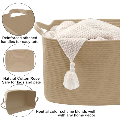96L Woven Laundry Basket with Handles, Extra Blanket Basket,Jute - color: Jute, size: 96L