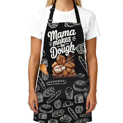 Adjustable Baking Aprons for Women - Cooking Aprons for Women with Pockets, Perfect for Baking Cooking Gradening - color: Mama Sourdough