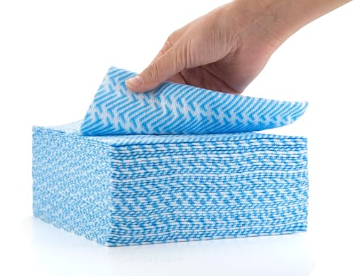 Handi Wipes Reusable Cloths Disposable Cleaning Towels Dry Kitchen Wipes Reusable Dish Towel Washcloths Dry Fast Multi-Purpose Heavy Duty Towels, Thick and Absorbnet, Blue, Pack of 120 - color: Blue, 120 Count