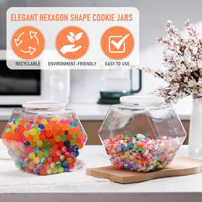 Uiifan Plastic Candy Jar with Lid Clear Hexagonal Fish Bowls,129Oz - size: 129 oz
