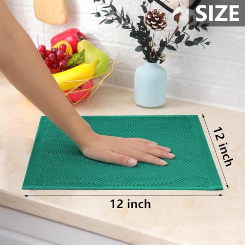 Homaxy 100% Cotton Waffle Weave Kitchen Dish Cloths 8-Pack, Dark Green - color: Dark Green, size: 12 X 12 - 8 Pack