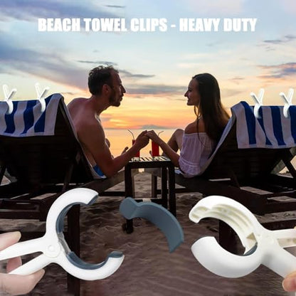 Beach Towel Clips for Beach Chairs, 10 Pack Heavy Duty Towel Clips for for Beach Sun Loungers Pool Chairs Cruise, Strong Grip Clothes Pins for Beach, Pool, Camping, Picnic, Laundry, Beach Accessories