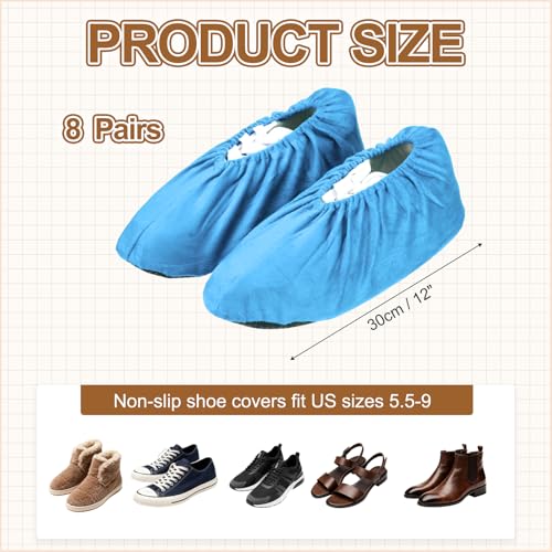 PATIKIL Reusable Shoe Covers, Non-Slip Shoe Protectors Cover Polyester Washable Foot Boot Covering - color: Light Blue, size: 12 inch