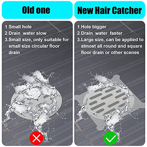 Chengu 50 Pcs 5.7 Inch Disposable Hair Catcher Shower Drain Stickers Square Mesh Shower Drain Catcher Cover Stickers Bathtub Stopper Decals with 5 mm Holes for Bathroom Kitchen Sink Filter Accessories