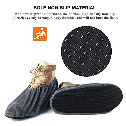 PlasMaller 5 Pairs Non Slip Washable Reusable Shoes Covers For Household Thickened Boots, Grey, L - color: Grey, size: Large