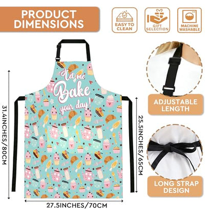Adjustable Baking Aprons for Women - Cooking Aprons for Women with Pockets, Perfect for Baking Cooking Gradening - color: Blue Bake