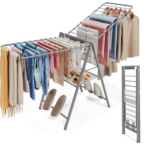 APEXCHASER Clothes Drying Rack, 67.7" L Height Adjustable, Foldable, Grey - color: Gray