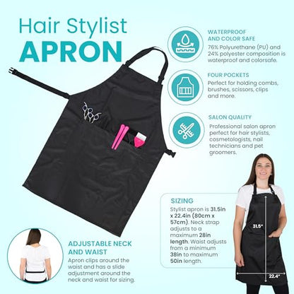 Hair Stylist Apron - Black - PU and Polyester - Waterproof Salon Apron - color: Black Apron - Pu and Polyester