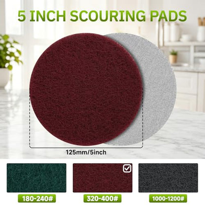 5 Inch Hook and Loop Scuff Discs, 10Pcs 320-400 Grit Scouring Pads - color: Red 10pcs