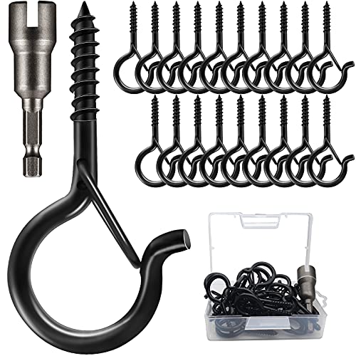 20 PCS Q-Hanger Screw Hooks with Safety Buckle Design Christmas Lights Hanger Hooks, Easy to Release, Include 1 Wing Nut Driver - size: Q-Hanger Black 20Pcs