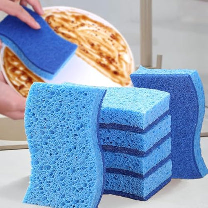 6-Pack Non-Scratch Kitchen Sponges – Durable Dish Sponges for Dishes, Pots, and Pans, Perfect for Cleaning Stainless Steel, Dishwashing, and More, Blue & Blue - color: Blue&blue