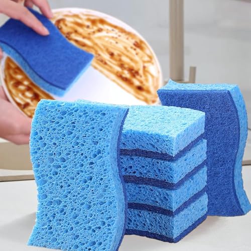 6-Pack Non-Scratch Kitchen Sponges – Durable Dish Sponges for Dishes, Pots, and Pans, Perfect for Cleaning Stainless Steel, Dishwashing, and More, Blue & Blue - color: Blue&blue