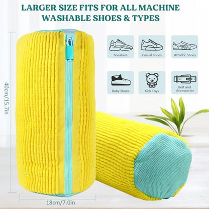 Shoe Washing Machine Bag 2 Pack, Laundry Shoe Bag for Washer and Dryer - color: Yellow 2pcs
