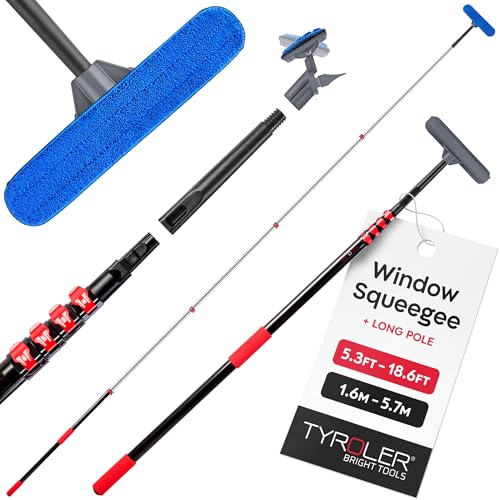 Tyroler Professional Window Squeegee with Extension Pole 6-19 ft - size: 18.6 feet