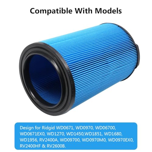 VF5000 Replacement Filter Fits for Ridgid Shop Vac 6-20 Gallon Vacs - color: Blue VF5000, size: M 2 Pcs Filters & 4 Pcs Foam Sleeves