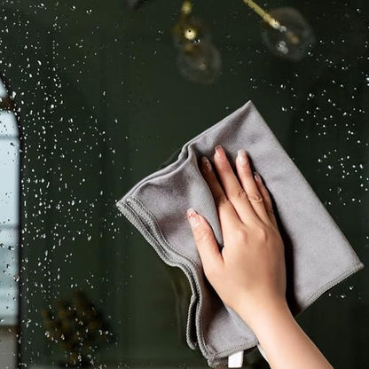 Microfiber Glass Cleaning Cloth, 16 Inch Lint Free Quickly Clean for Glasses, Window, Mirrors, Windshields and Stainless Steel (Pink, 1 Pack) - color: Grey