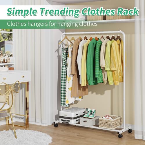 Simple Trending Clothes Clothing Garment Rack, Clothes Organizer, White - color: White, size: 14.75"D x 43.5"W x 54.25"H