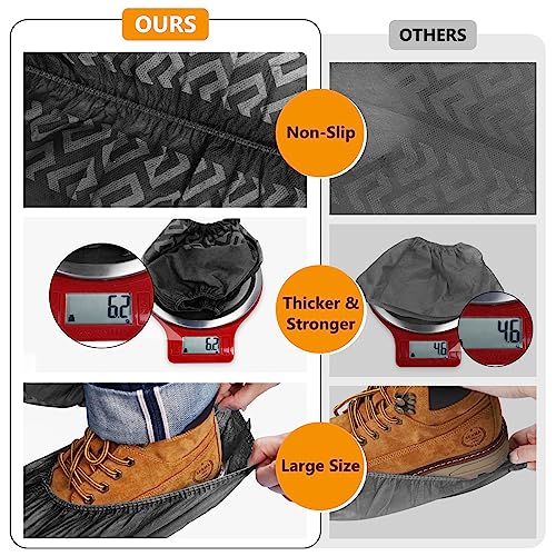 squish 200 Pack Shoe Covers Disposable Non-Slip, Black Non-Woven Fabric Boot Covers for Indoors Breathable Slip Resistant Durable Boot&Shoes Cover, Protector Covers Fits Virtually Most Shoes - color: Black