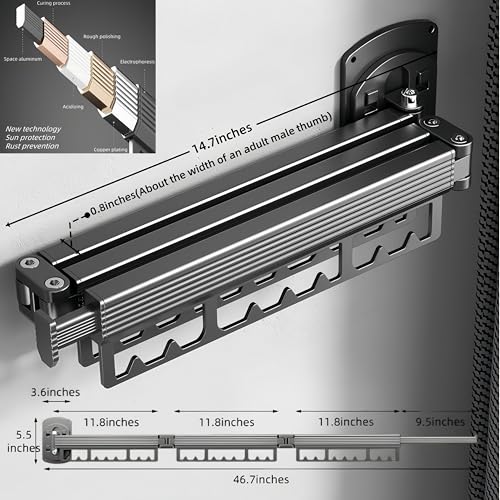 Mounted Wall Drying Rack, Laundry Hanger Dryer Rack, Laundry Hanger Rack, Wall Mounted Clothes Rack, Laundry Room Hanging Rack(Foldable/High-Bearing/Never Fall Off/Third Generation/Grey) - color: Gray