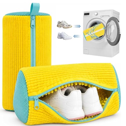 Shoe Washing Machine Bag 1pc – Laundry Shoe Bag for Washer and Dryer, Reusable Chenille Microfiber Sneaker Cleaning Bag, 360° Deep Clean, Fits All Shoe Types, Self-Locking Zipper