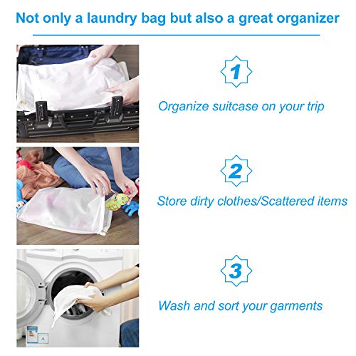 GOGOODA 3 Pack Delicates Laundry Bags, Fine Mesh Wash Bag with Hanging Loop - size: 3 set (1 Medium, 1 Large, 1Xlarge)