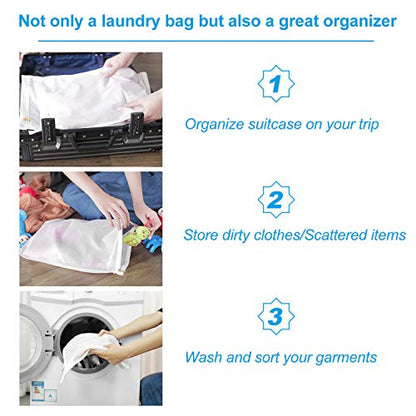 GOGOODA 3 Pack Delicates Laundry Bags, Fine Mesh Wash Bag with Hanging Loop - size: 3 set (1 Medium, 1 Large, 1Xlarge)