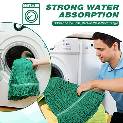 Nuogo 10 Pcs Commercial Mop Head Replacement Floor Cleaning Wet Heavy Duty Commercial Mop Refills General Cleaning(27.6 Inch,Green) - color: Green