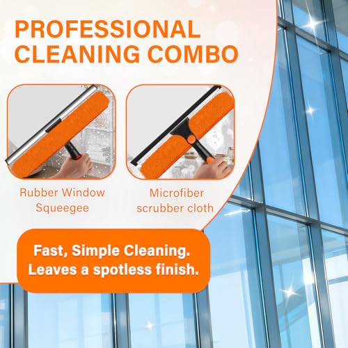 14" Extra-Wide Window Squeegee with 5-24FT Extension Pole - size: 14"-24FT