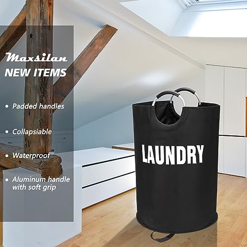 Maxsilan 160L XX-Large Laundry Basket Bag, Collapsible Tall Hamper, Black - color: Black, size: 160L