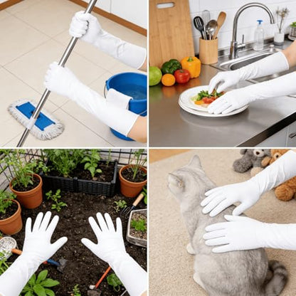 Long Sleeve Nitrile Disposable Gloves 16inch Cleaning 50PCS - color: White, size: Medium